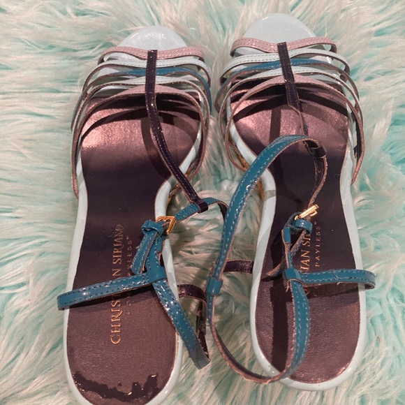 Christian Sirisno blue/green sandal wedge - Picture 7 of 12